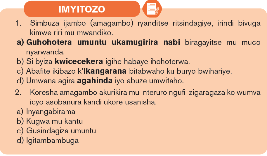 Course: Kinyarwanda SME & SSE Copy 1, Topic: UMUTWE WA 1 KUBAKA UMUCO W ...